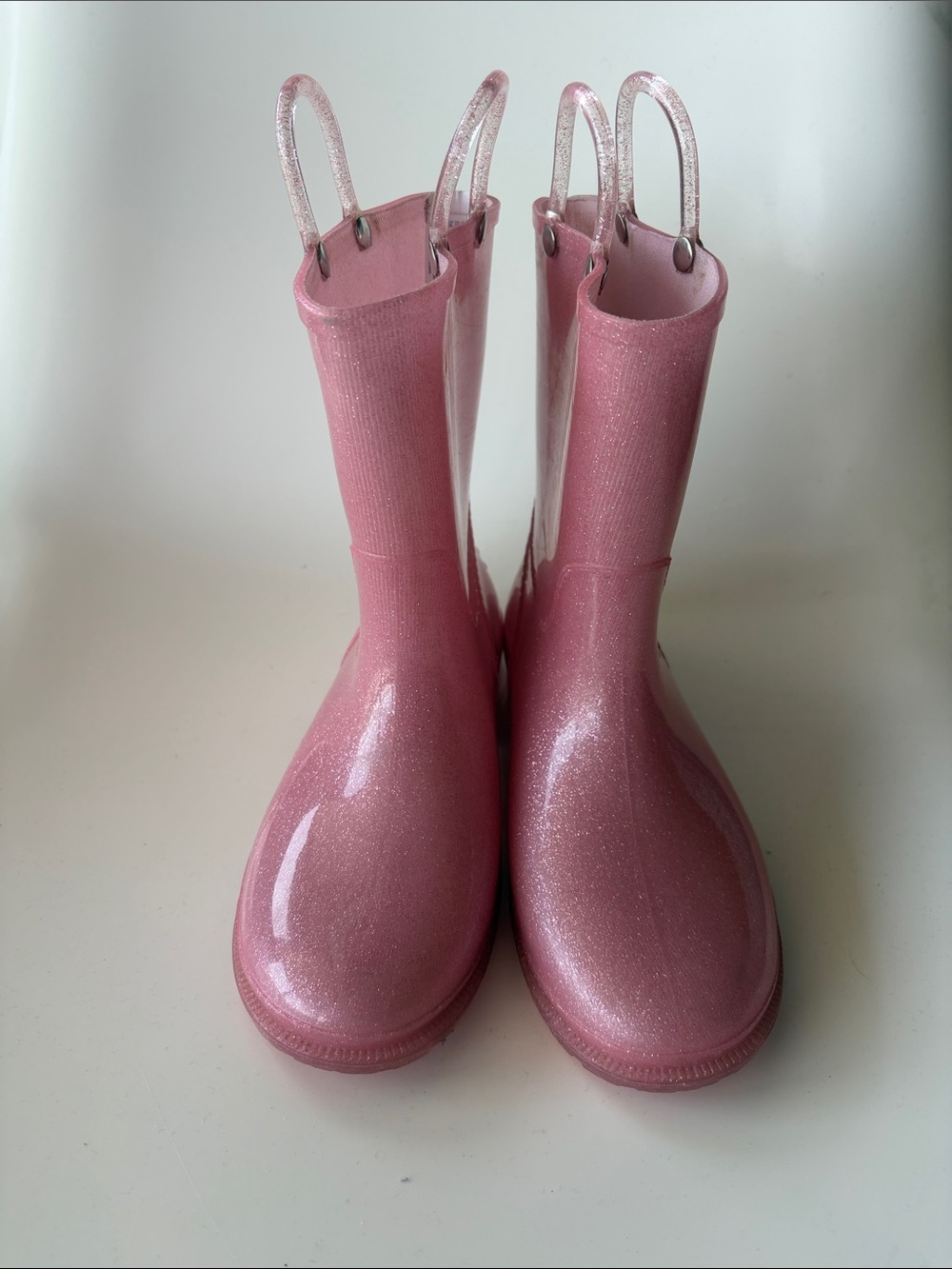 Glitter Pink Kids Pull-On Rain Boots size 3